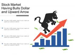 Stock market having bulls dollar and upward arrow