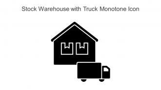 Stock Warehouse With Truck Monotone Icon In Powerpoint Pptx Png And Editable Eps Format