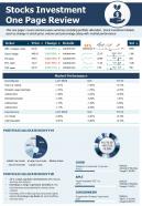 Stocks investment one page review presentation report infographic ppt pdf document