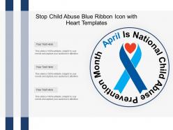 Stop child abuse blue ribbon icon with heart templates