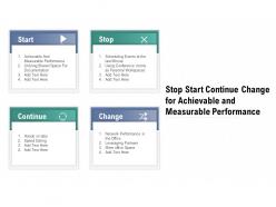 Stop start continue change for achievable and measurable performance