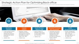 Strategic Action Plan For Optimizing Back Office Improving Management Logistics Automation