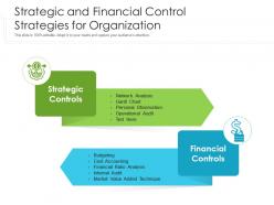Strategic and financial control strategies for organization