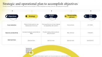 Strategic And Operational Plan To Accomplish Objectives Contents Operational Plan