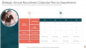 Strategic Annual Recruitment Calendar Plan By Departments