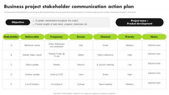 Strategic Approach For Developing Stakeholder Business Project Stakeholder Communication Action Plan