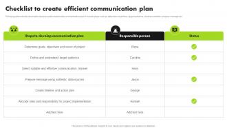 Strategic Approach For Developing Stakeholder Checklist To Create Efficient Communication Plan