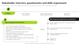 Strategic Approach For Developing Stakeholder Interview Questionnaire And Skills Requirement