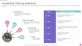 Strategic approach to develop organization leadership training workshop