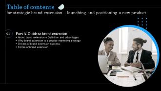 Strategic Brand Extension Launching And Positioning New Product Table Contents