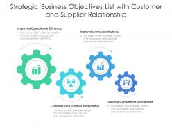 Strategic business objectives list with customer and supplier relationship