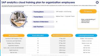 Strategic Business Planning SAP Analytics Cloud Training Plan For Organization
