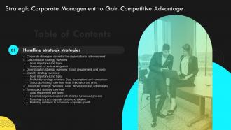 Strategic Corporate Management To Gain Competitive Advantage Table Of Contents