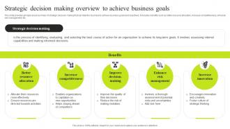 Strategic Decision Making Overview To Achieve Business Goals Minimizing Resistance Strategy SS V