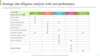 Strategic Due Diligence Analysis With Cost Performance
