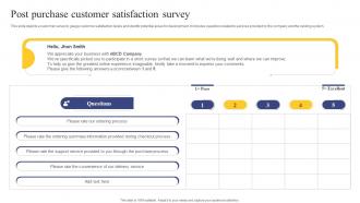 Strategic Engagement Process Post Purchase Customer Satisfaction Survey
