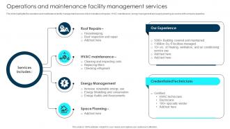 Strategic Facilities And Building Operations And Maintenance Facility Management Services