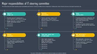 Strategic Framework To Manage IT Major Responsibilities Of IT Steering Committee Strategy SS
