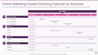 Strategic Franchise Marketing Online Marketing Content Planning Calendar For Franchise