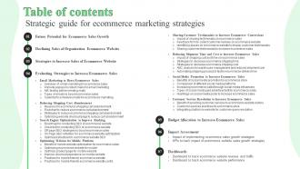 Strategic Guide For Ecommerce Tables Of Contents Strategic Guide For Ecommerce