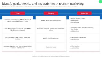 Strategic Guide Of Tourism Marketing Identify Goals Metrics And Key Activities In Tourism Marketing MKT SS V