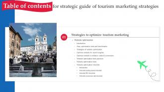 Strategic Guide Of Tourism Marketing Strategies Table Of Contents MKT SS V