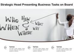 Strategic head presenting business tasks on board