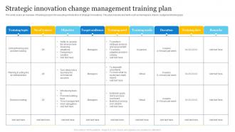 Strategic Innovation Change Management Training Plan
