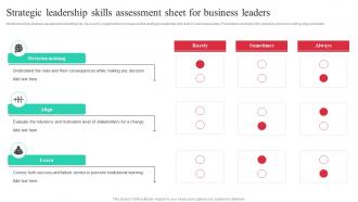 Strategic Leadership Skills Assessment Sheet Guide To Effective Strategic Management Strategy SS