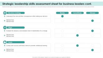 Strategic Leadership Skills Assessment Sheet Strategic Management Overview Process Models Impressive Image