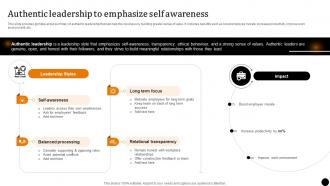 Strategic Leadership To Build Authentic Leadership To Emphasize Self Awareness Strategy SS V