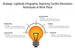 Strategic lightbulb infographic depicting conflict resolution techniques at work place