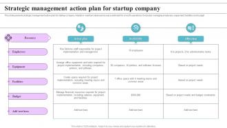 Strategic Management Action Plan For Startup Company