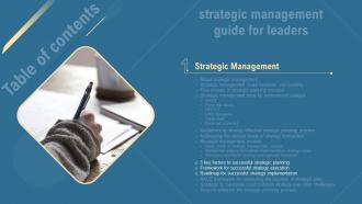 Strategic Management Guide For Leaders Strategy Table Of Contents Ppt Styles Format
