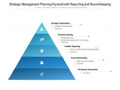 Strategic management planning pyramid with reporting and record keeping