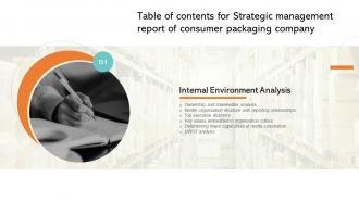 Strategic Management Report Of Consumer Packaging Company Table Of Contents MKT SS V
