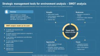 Strategic Management Tools For Environment Analysis Swot Analysis Strategic Management Guide