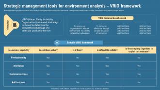 Strategic Management Tools For Environment Analysis VRIO Framework Strategic Management Guide