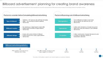 Strategic Marketing Guide Billboard Advertisement Planning For Creating Brand Awareness