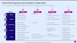 Strategic marketing plan maintaining social media calendar ppt slides model