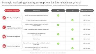 Strategic Marketing Planning Assumptions For Future Business Growth