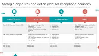 Strategic Objectives And Action Plans For Smartphone Company