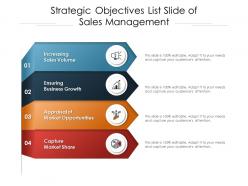 Strategic objectives list slide of sales management