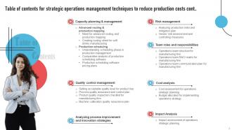 Strategic Operations Management Techniques To Reduce Production Costs Complete Deck Strategy CD V Downloadable Best