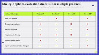 Strategic Options Evaluation Checklist For Multiple Products