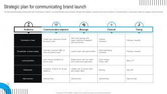 Strategic Plan For Communicating Brand Launch