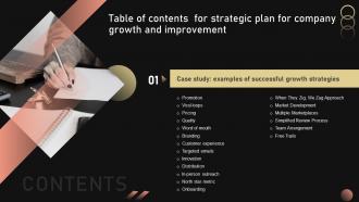 Strategic Plan For Company Growth And Improvement Table Of Contents Strategy SS V