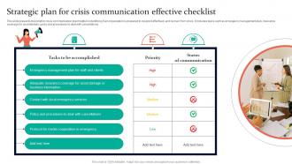 Strategic Plan For Crisis Communication Effective Checklist