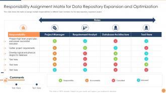 Strategic plan for database upgradation responsibility assignment matrix for data repository expansion