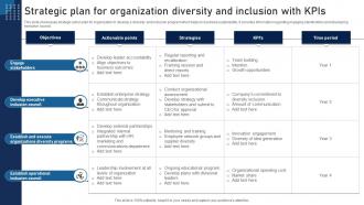 Strategic Plan For Organization Diversity And Inclusion With KPIs